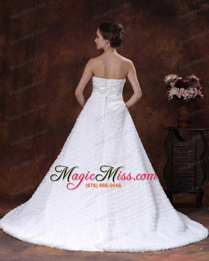 wholesale rolling flower sweetheart wedding dress a-line bowknot brush with beading