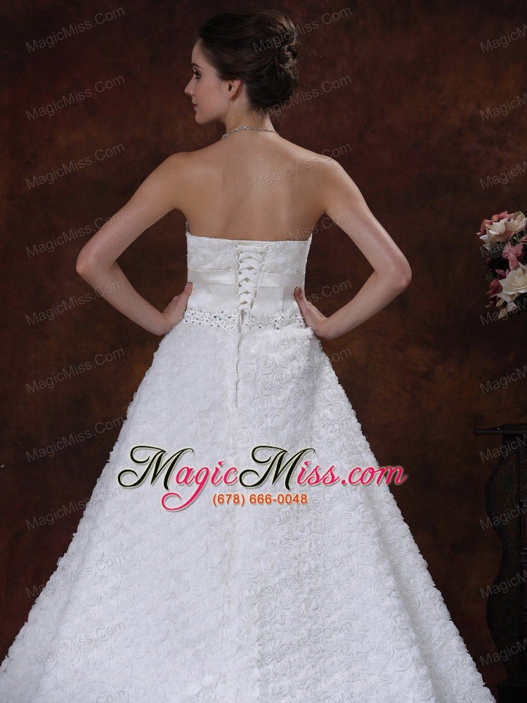 wholesale rolling flower sweetheart wedding dress a-line bowknot brush with beading