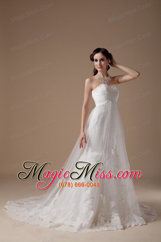 wholesale popular a-line sweetheart brushtraintulle lace wedding dress