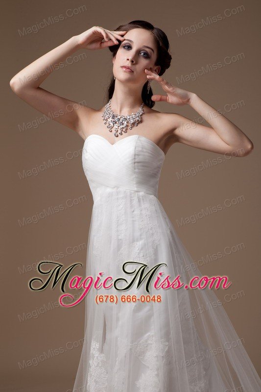 wholesale popular a-line sweetheart brushtraintulle lace wedding dress