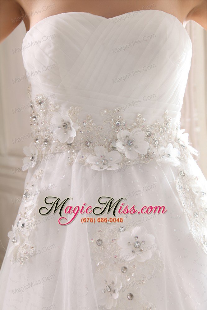 wholesale affordable a-line sweetheart brush train taffeta beading and appliques wedding dress