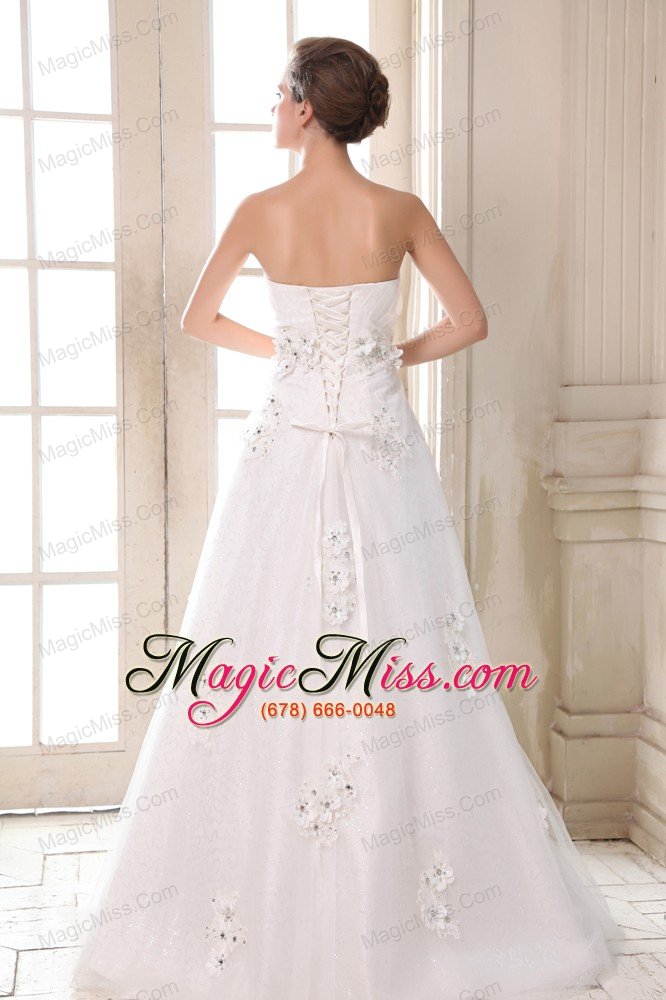 wholesale affordable a-line sweetheart brush train taffeta beading and appliques wedding dress