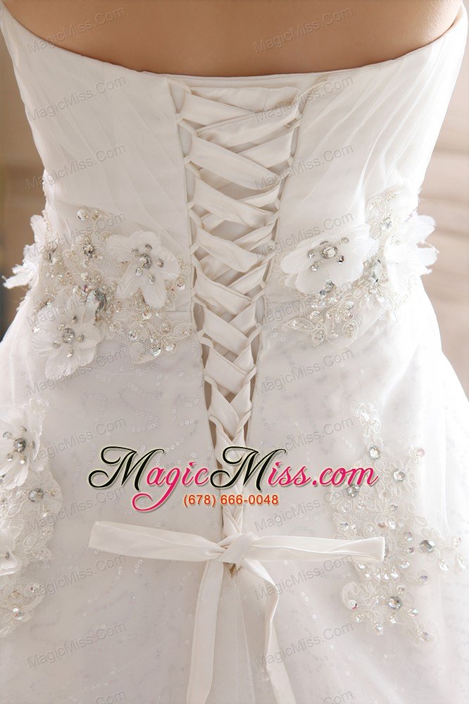 wholesale affordable a-line sweetheart brush train taffeta beading and appliques wedding dress