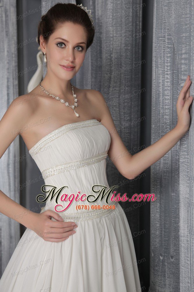 wholesale a-line/princess strapless cathedral train chiffon pleat wedding dress