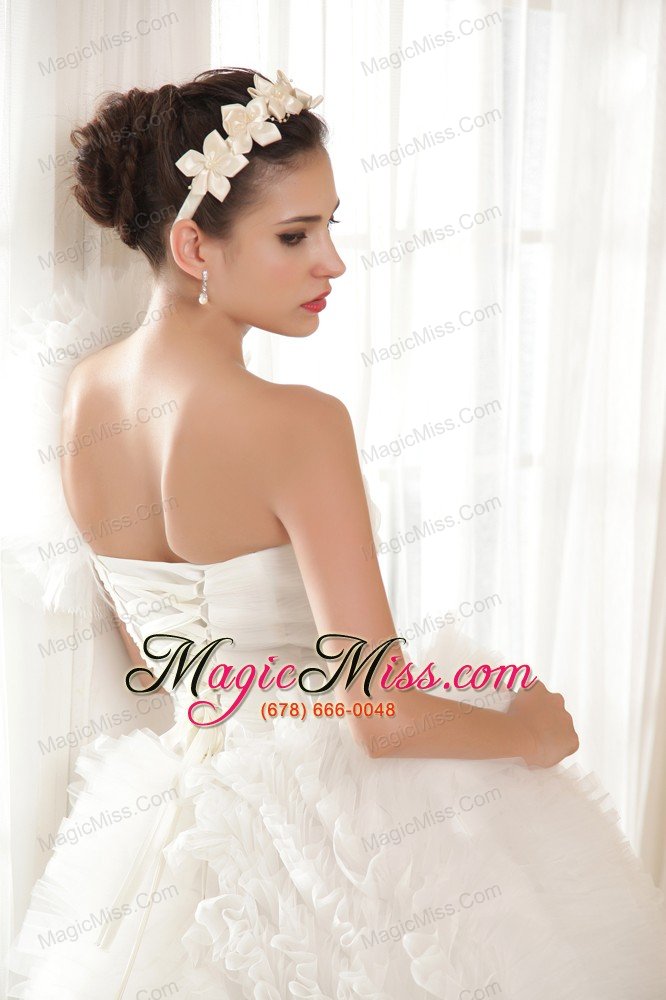 wholesale fashionbale a-line one shoulder chapel train taffeta and tulle beading wedding dress