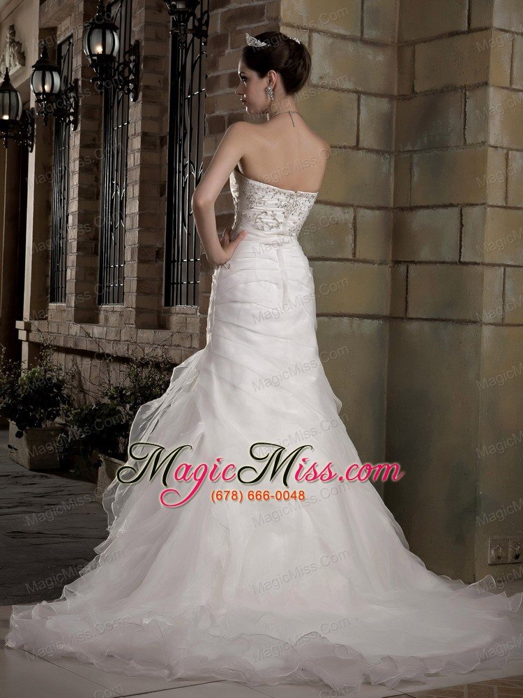 wholesale beautiful a-line strapless court train taffeta and organza appliques wedding dress