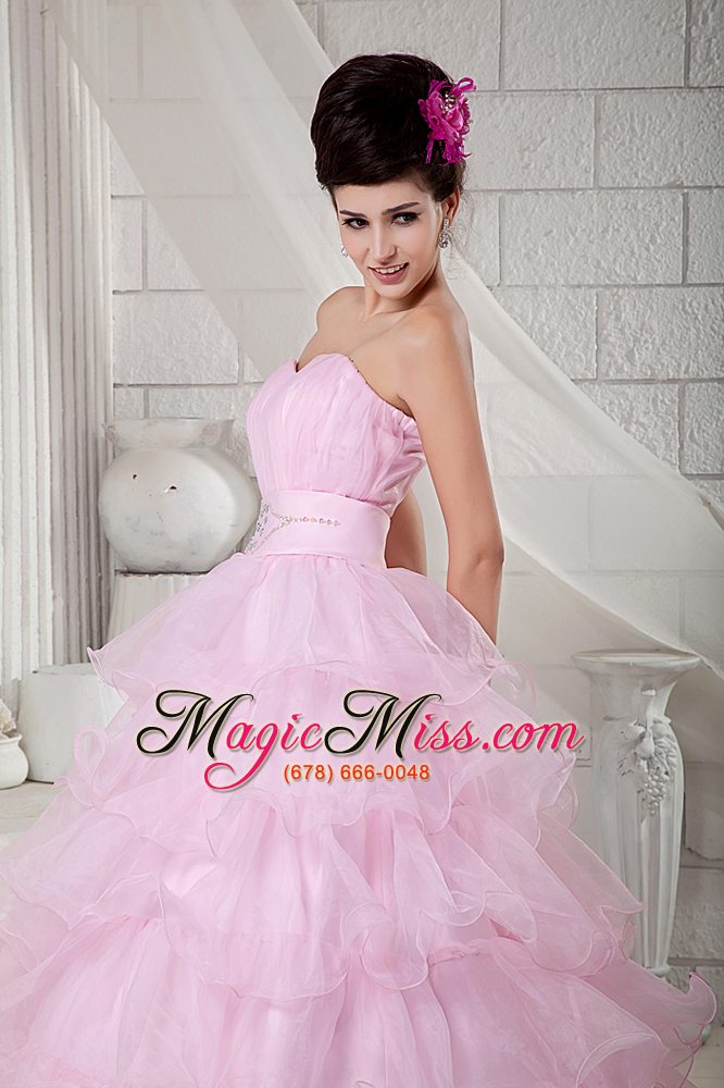 wholesale baby pink ball gown sweetheart floor-length organza beading quinceanea dress