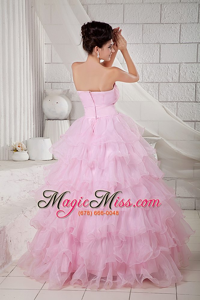 wholesale baby pink ball gown sweetheart floor-length organza beading quinceanea dress