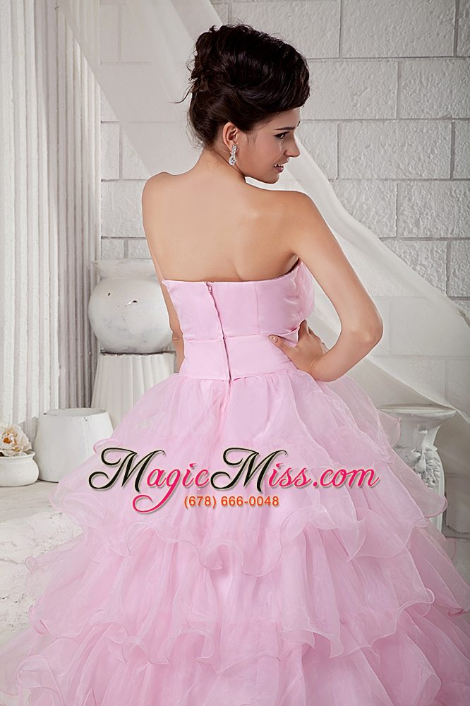 wholesale baby pink ball gown sweetheart floor-length organza beading quinceanea dress