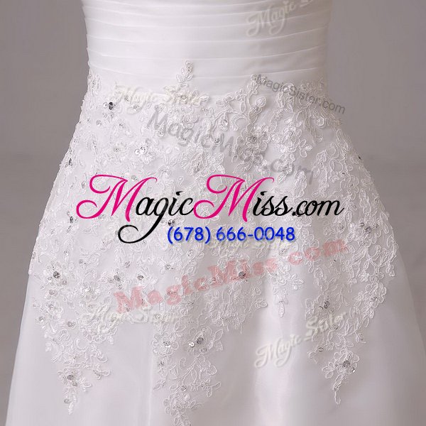 wholesale luxury white wedding dresses wedding party and for with beading and appliques and ruching off the shoulder sleeveless court train clasp handle