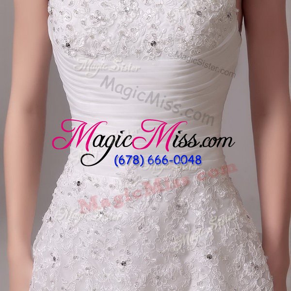 wholesale luxury white wedding dresses wedding party and for with beading and appliques and ruching off the shoulder sleeveless court train clasp handle