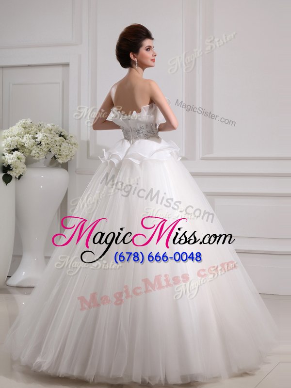 wholesale high class strapless sleeveless tulle wedding gown beading zipper