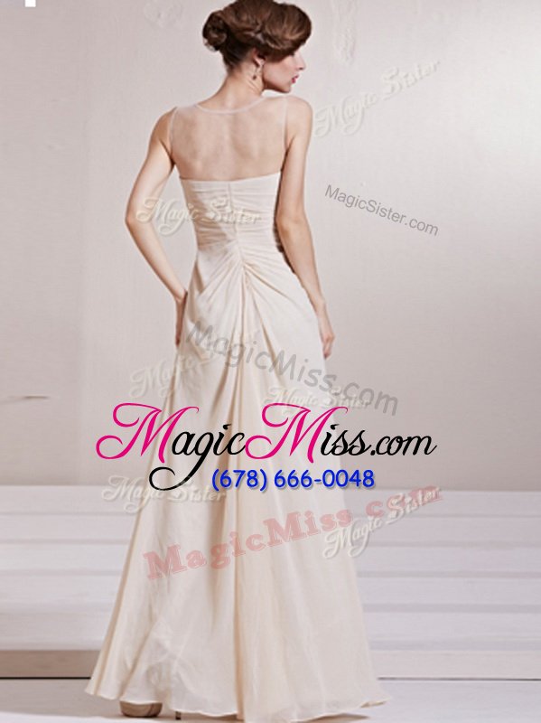 wholesale enchanting scoop champagne zipper wedding dress beading sleeveless floor length