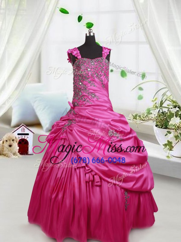 wholesale superior sleeveless lace up floor length beading and pick ups little girl pageant gowns