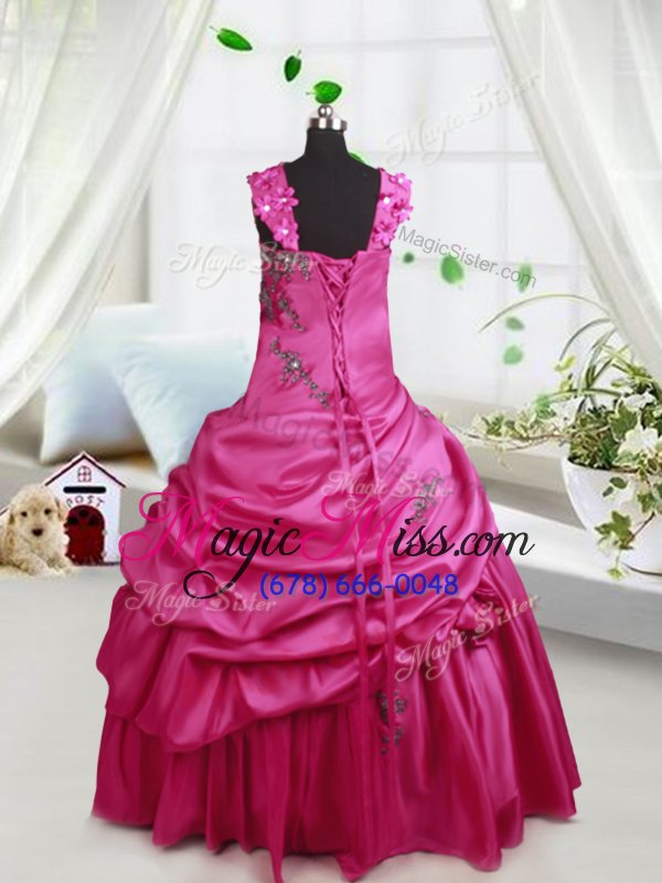 wholesale superior sleeveless lace up floor length beading and pick ups little girl pageant gowns