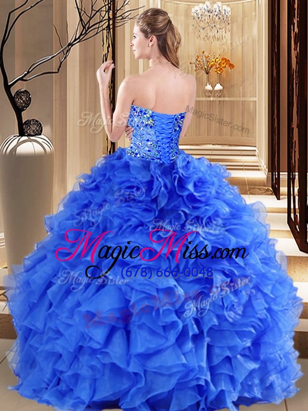 wholesale aqua blue and turquoise sweetheart lace up beading and ruffles quinceanera gowns sleeveless