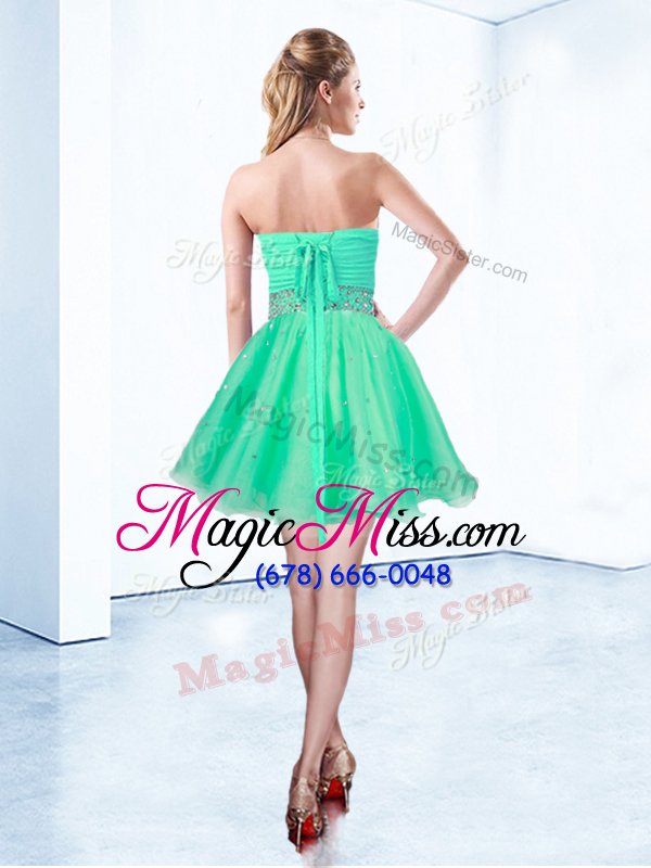 wholesale best sweetheart sleeveless organza prom gown beading and ruching lace up