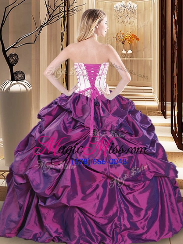 wholesale great purple sleeveless embroidery floor length quince ball gowns